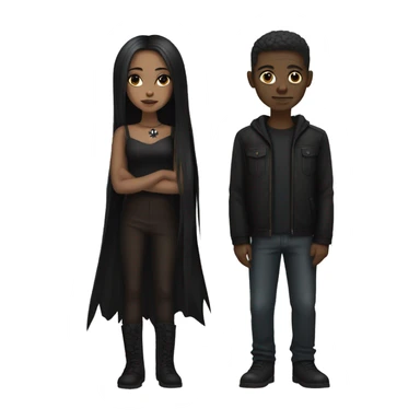 Brown skin goth girl and white guy with brown hair sticker