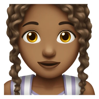 dark brown hair brown eye girl wavy haircut  sticker