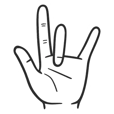 minimal line art hand gesture with the fourth finger (ring finger) hidden sticker
