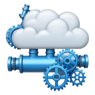 cloud with gears and a pipeline connecting code to deployment, representing Azure Pipelines sticker