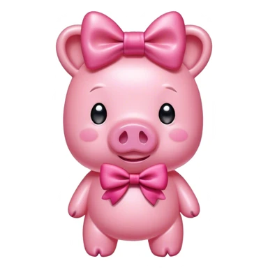 pink gummy bear pig with bow sticker