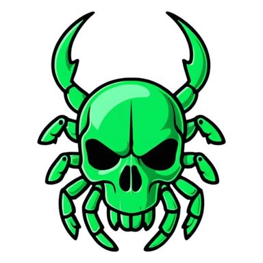 green shiny scarab with a skull as its body sticker