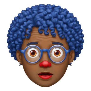 dark blue haired man curly hair and red earrings and spectacles surprised and hat wearing sticker