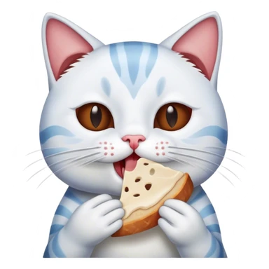cat holds a slice of lard in his mouth sticker