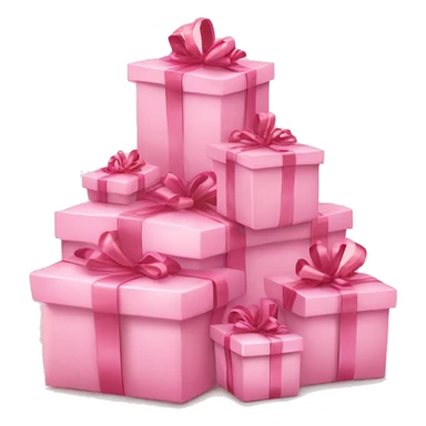 multiple light pink gifts in detail with ribbons under Christmas tree  sticker