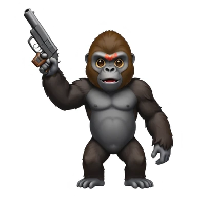 A gorilla holding a gun in the air sticker