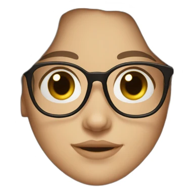 White Girl with wavy dark brown long hair, brown eyes and glasses sticker