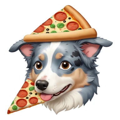 Blue Merle border collie in pizza hat sticker