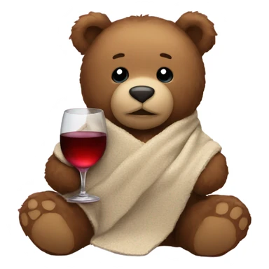 Teddy bear with blanket and wine glass sticker