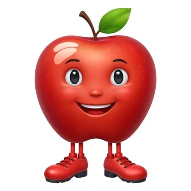 Make a apple with legs and a smile face sticker