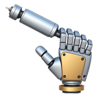 A robot's hand writes text on paper sticker