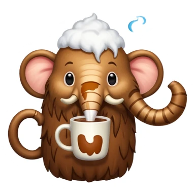 A mammoth who drinks a hot chocolate sticker