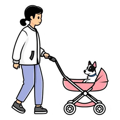 walking dog with stroller sticker