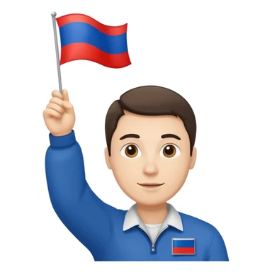 realistic man with russian flag in hand sticker