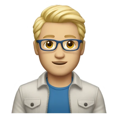memoji blond hair, blue eyes, man, cool outfit sticker