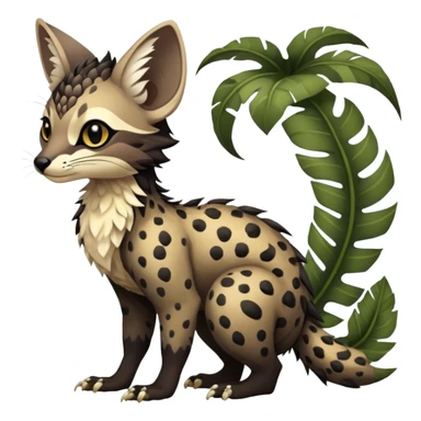 Feral Rare Fantasy dark tropical Vernid-Trico-species by LiLaiRa, random markings, tufted tail, tufted ears, full body sticker