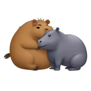 Capybara and Hippo cuddle sticker