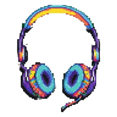 Retro pixel art headphones with colorful details sticker