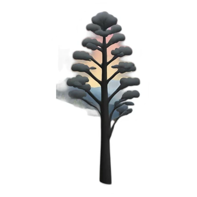 Montagne arc-en-ciel avec des arbres noir et blanc sticker