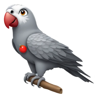 Gray parrot with one red on his ass tail sticker