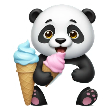 Panda eating ice cream sticker