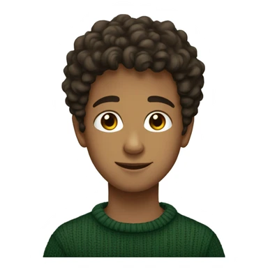 winter, christmas, young boy, short curly brown hair, brown eyes, hispanic, dark green sweater sticker