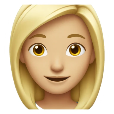 blonde girl with a smile sticker