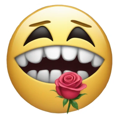 money eyes with sharp teeth and a rose in the mouth sticker