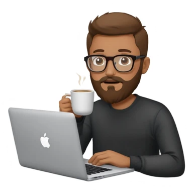 Man beard glasses MacBook coffee sticker