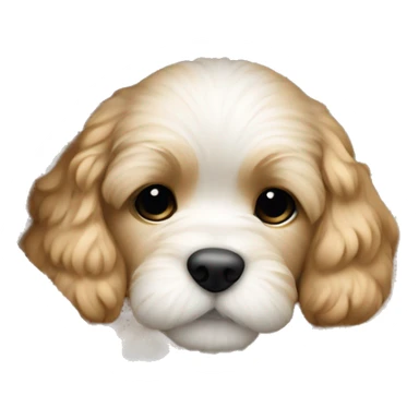 Cream cockapoo puppy cozy sleep in blanket sticker