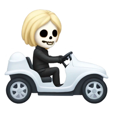 Blonde skeleton driving in the snow sticker