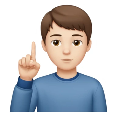Pale young teenage boy with short brown hair giving middle finger sticker
