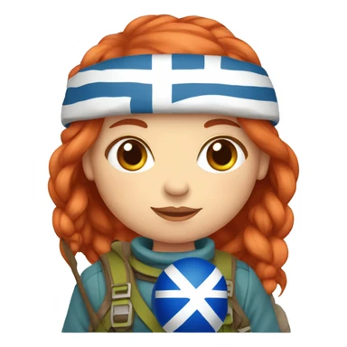 female winter mountaineer red hair holding greek flag and easter egg sticker