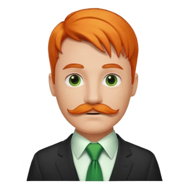 orange hair man with mustache & green tie sticker