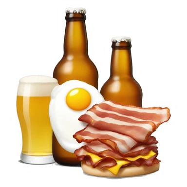 two bottles of beer and bacon and eggs sticker