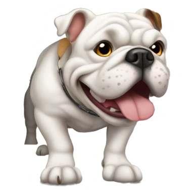 Bulldog going through a doggy door sticker