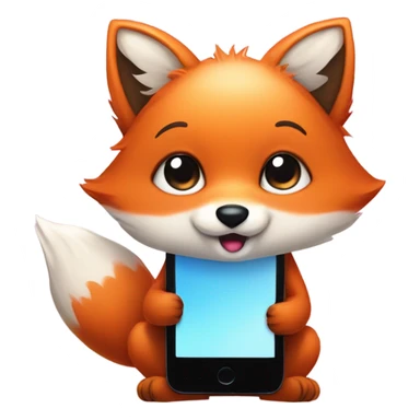 detailled kawaii fox with smartphone sticker