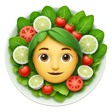 Salad community avatar in clean emoji-style illustration. Classic salads like Olivier, Greek or Tashkent, vibrant greens and colorful ingredients, simple shapes, flat design, high contrast, fresh and inviting. sticker