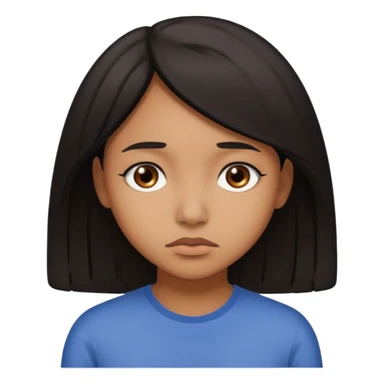brown girl who as medium black hair who is sad sticker