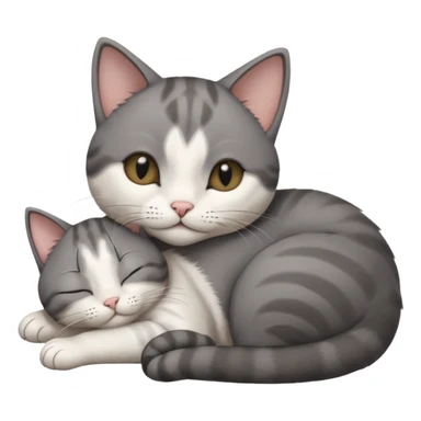 dark grey and white small cat with his eyes closed lying down leaning on its elbow with its paw curled under its head holding it up sticker