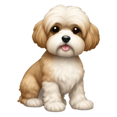 Poodle Shih Tzu mix tan color full body  sticker