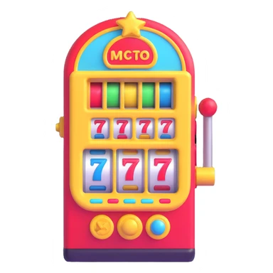 slot machine, 3D emoji style, cute, shiny, playful sticker