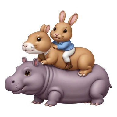 rabbit on hippo sticker