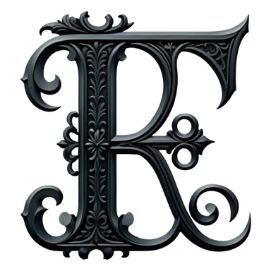 Black gothic Victorian , letter “F” of the alphabet sticker