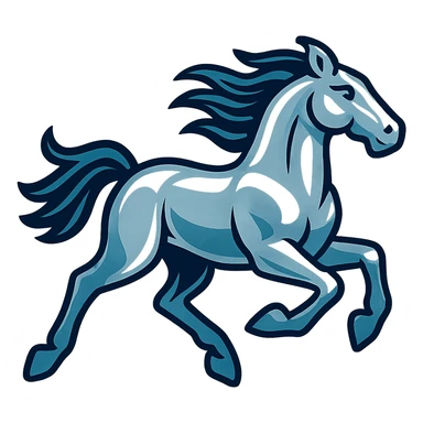 silver metal chrome spirit horse running, mystical sticker