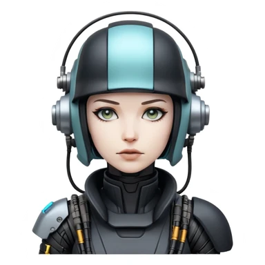 cyberpunk person in helmet with wires sticker