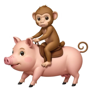 Monkey riding a pig sticker