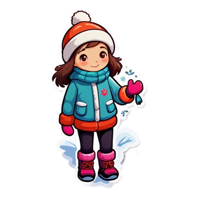 winter girl enjoying nature sticker