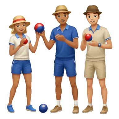 young French guys and girls playing petanque having fun sticker