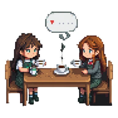 boy and girl sitting at a table sipping coffee sticker